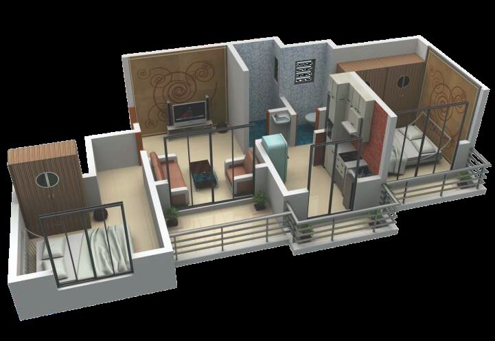 Floor plan of 1 BHK 429 Sq. Ft. Apartment in Kuber Samruddhi, Thane