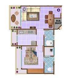 Floor plan of 1 BHK 361 Sq. Ft. Apartment in Laabh Enclave, Thane