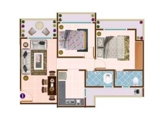Floor plan of 2 BHK 566 Sq. Ft. Apartment in Laabh Enclave, Thane