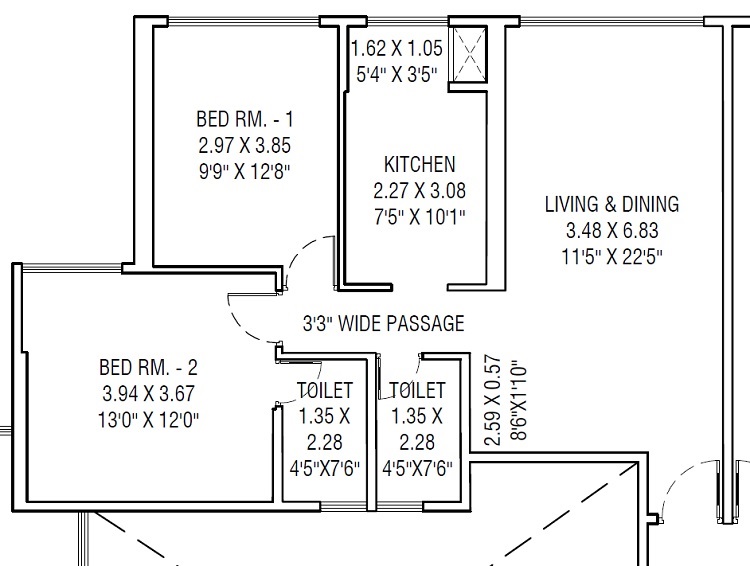 2 BHK 752 Sq. Ft. Apartment in Lakhani Empire Dynasty