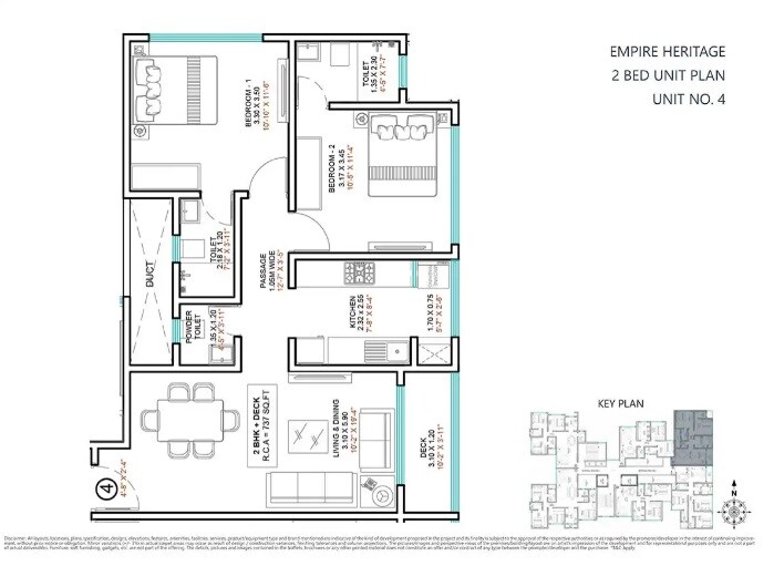 Floor plan of 2 BHK 737 Sq. Ft. Apartment in Lakhani Empire Heritage, Thane