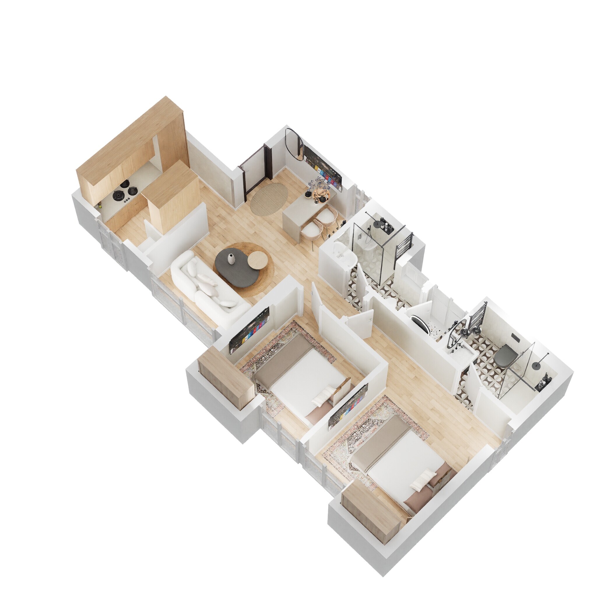 Floor plan of 2 BHK 538 Sq. Ft. Apartment in Kalpataru Launch Code Expansia, Thane