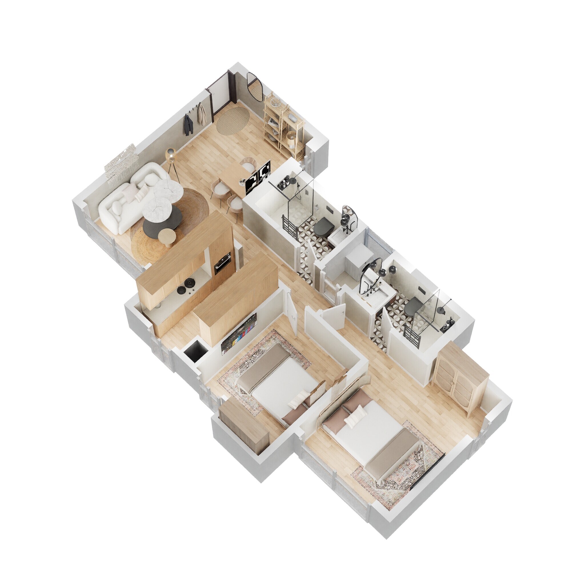 Floor plan of 2 BHK 665 Sq. Ft. Apartment in Kalpataru Launch Code Expansia, Thane