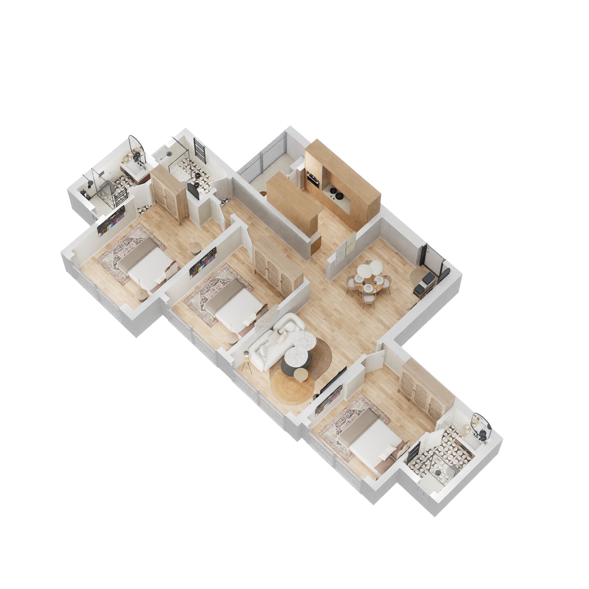 Floor plan of 3 BHK 920 Sq. Ft. Apartment in Kalpataru Launch Code Expansia, Thane