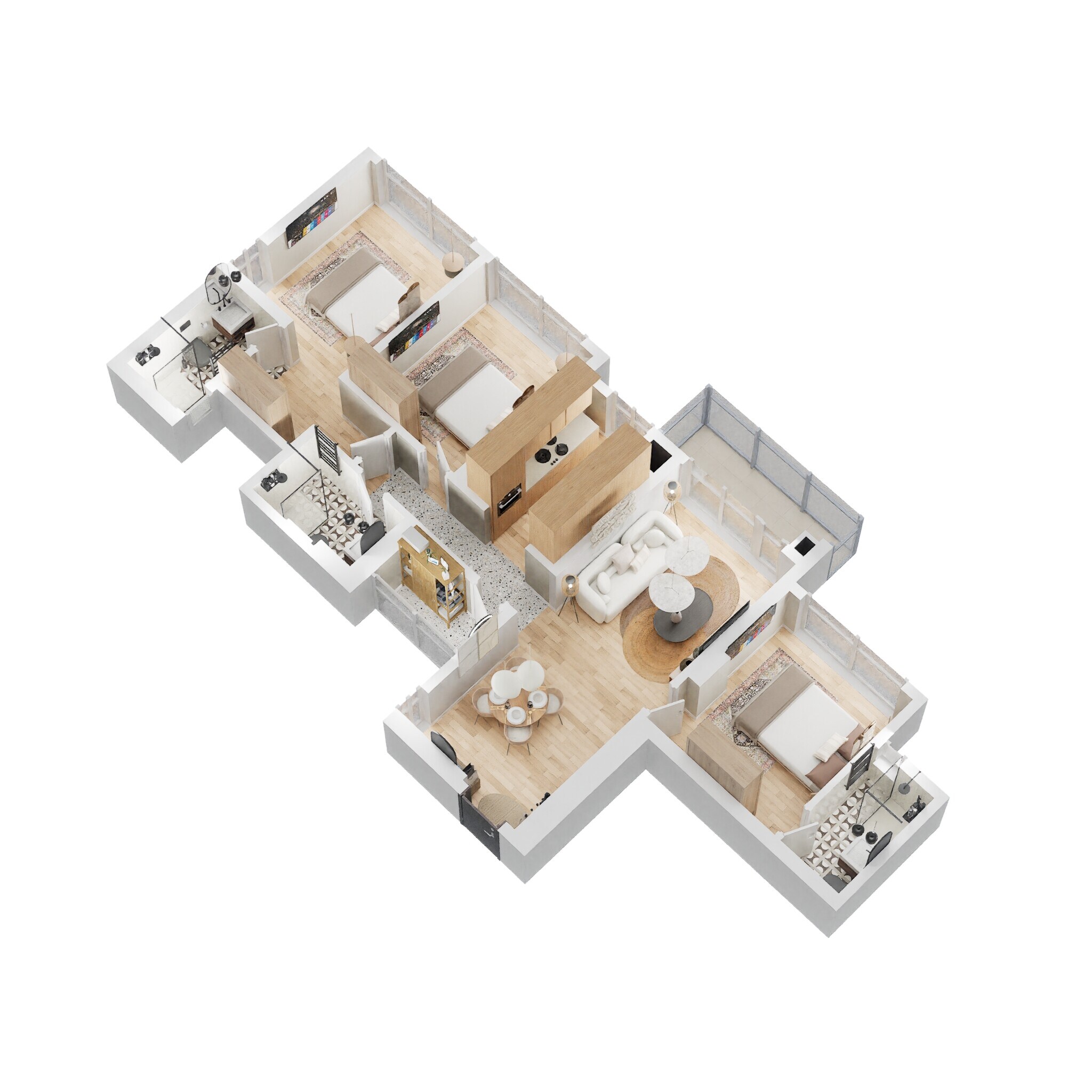 Floor plan of 3 BHK 957 Sq. Ft. Apartment in Kalpataru Launch Code Expansia, Thane