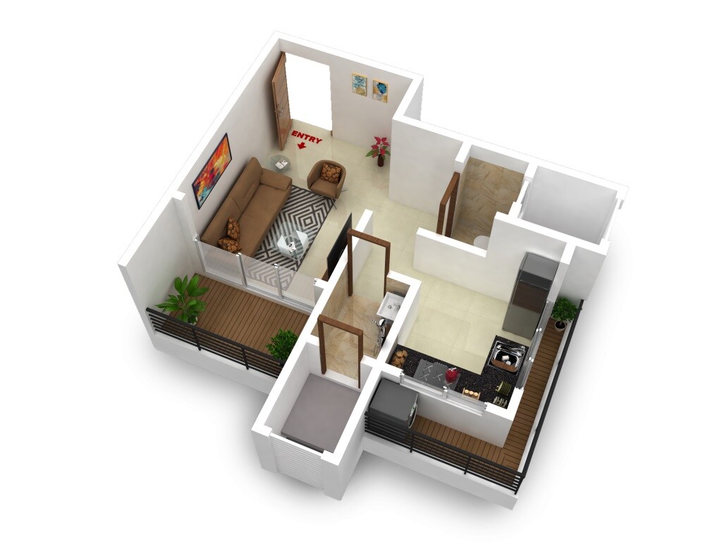 Floor plan of 221 Sq. Ft. Studio in Laxmi Castle, Thane