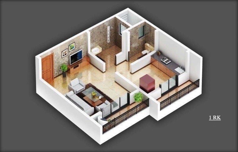 Floor plan of 235 Sq. Ft. Studio in Laxmi Galaxy, Thane