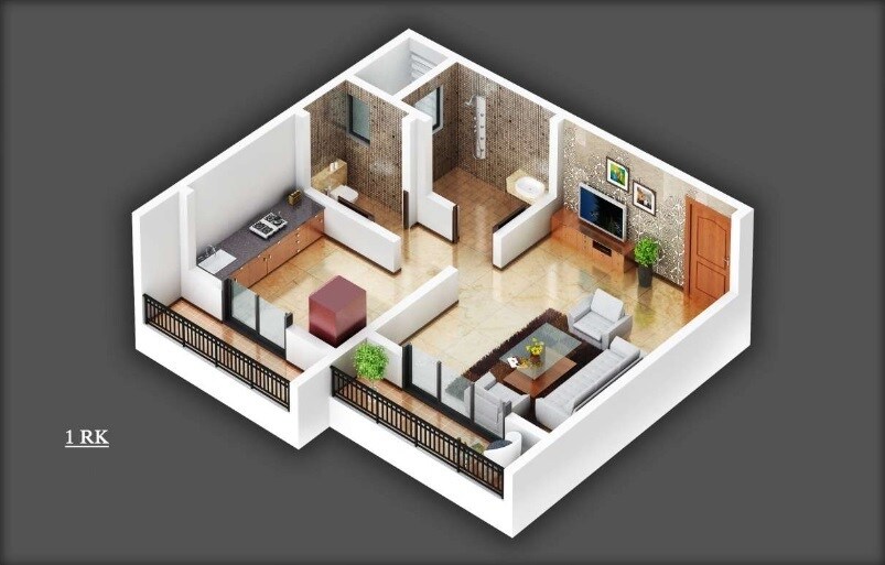 Floor plan of 240 Sq. Ft. Studio in Laxmi Galaxy, Thane