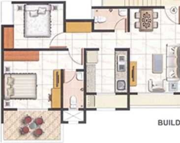 Floor plan of 2 BHK 534 Sq. Ft. Apartment in Laxmi Kailash Garden, Thane