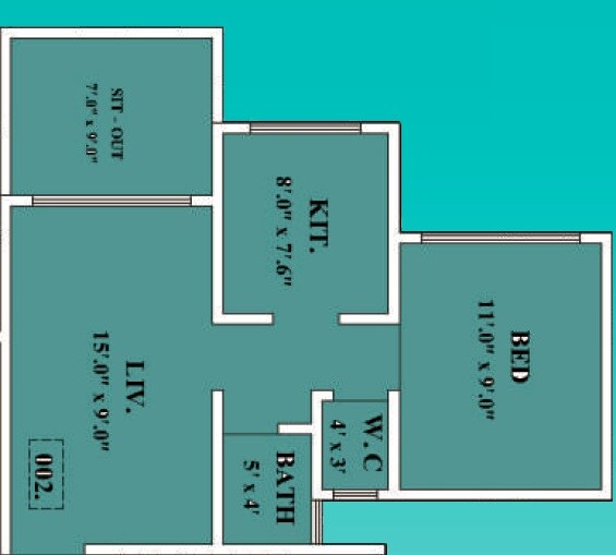 Floor plan of 1 BHK 328 Sq. Ft. Apartment in Laxmi Kamal Shankar Heights Phase II, Thane