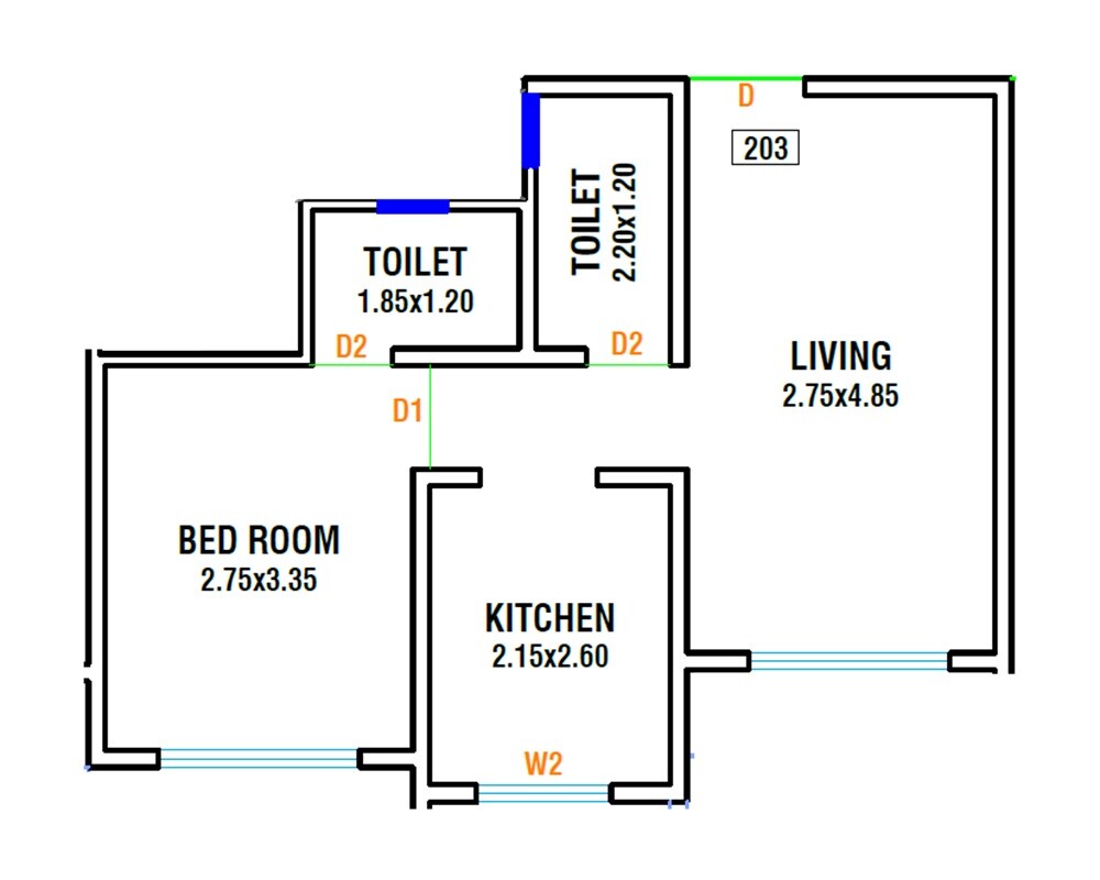 Floor plan of 1 BHK Apartment - 402 sq. ft. in Laxmi Pride, Thane