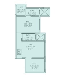 Floor plan of 1 BHK 470 Sq. Ft. Apartment in Laxmi Shankar Heights, Thane