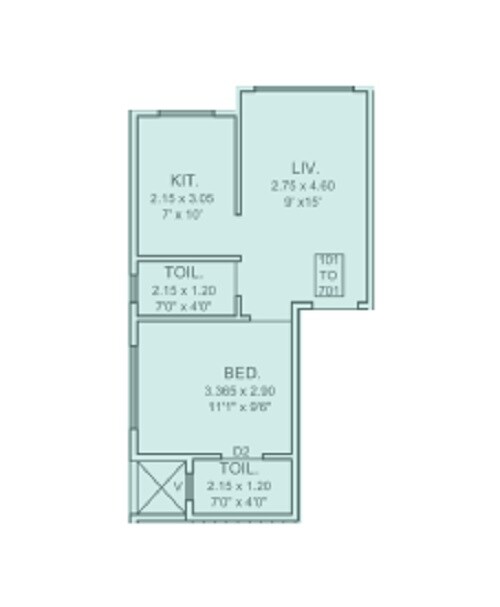 1 BHK 416 Sq. Ft. Apartment