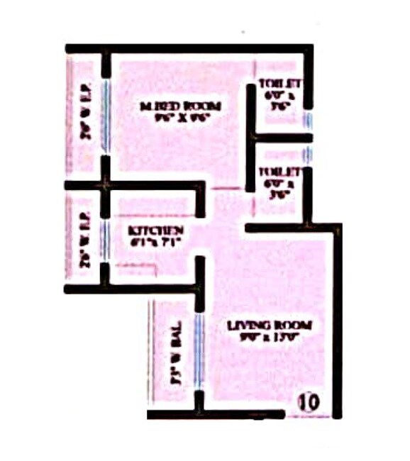 Floor plan of 1 BHK 343 Sq. Ft. Apartment in Laxmi Solitaire Heights, Thane