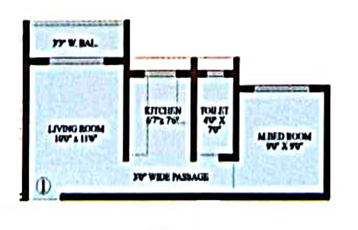 Floor plan of 1 BHK 400 Sq. Ft. Apartment in Laxmi Solitaire Heights, Thane