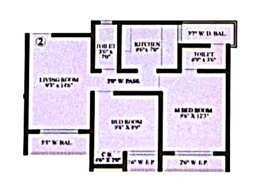 Floor plan of 2 BHK 552 Sq. Ft. Apartment in Laxmi Solitaire Heights, Thane