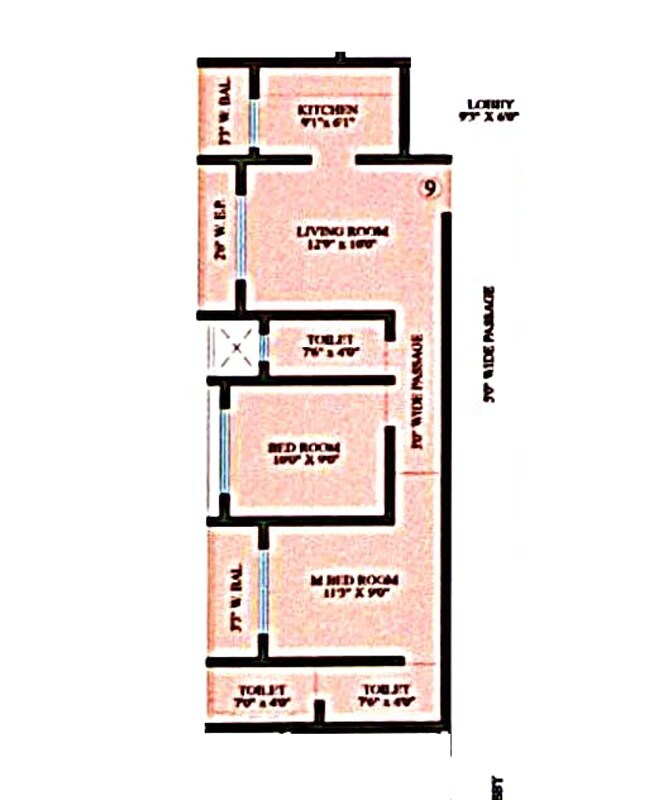Floor plan of 2 BHK 589 Sq. Ft. Apartment in Laxmi Solitaire Heights, Thane