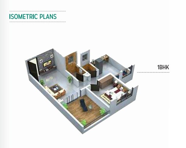Floor plan of 1 BHK 402 Sq. Ft. Apartment in Laxmi The Woods, Thane