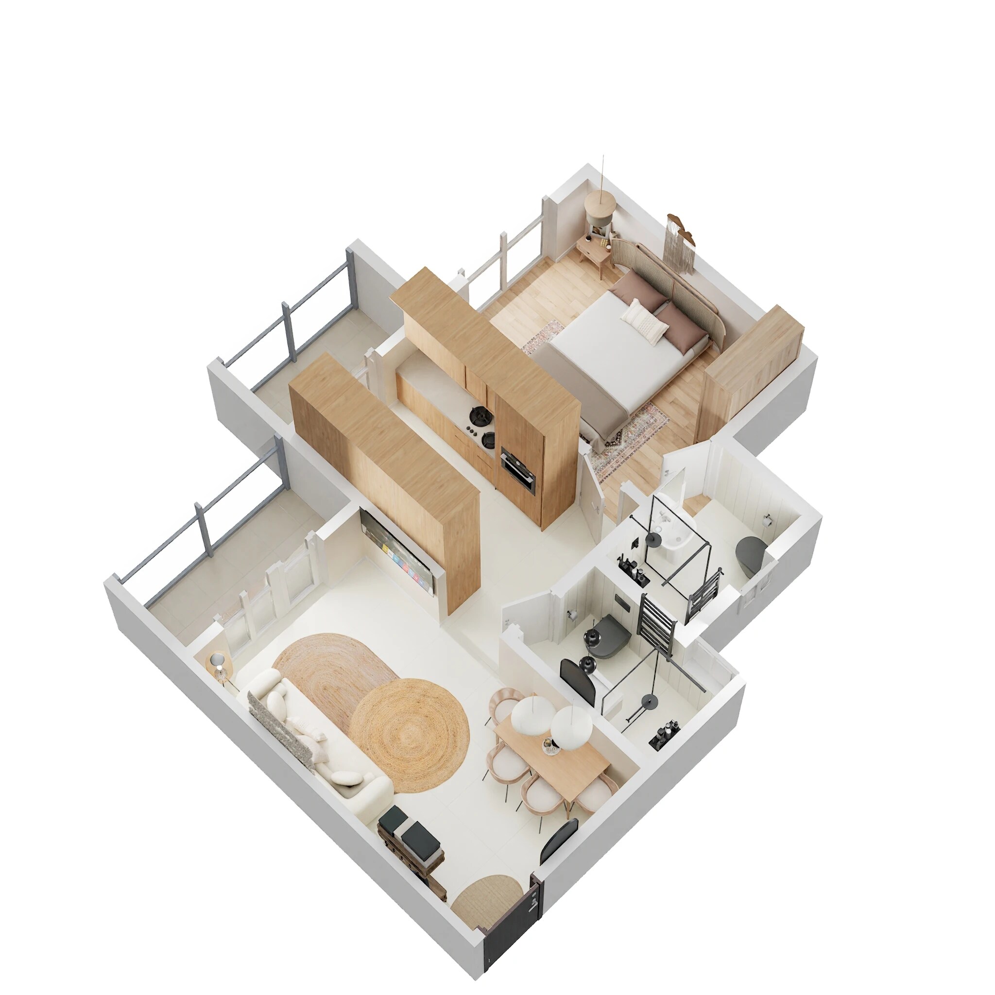 Floor plan of 1 BHK 518 Sq. Ft. Apartment in Leena Oasis, Thane