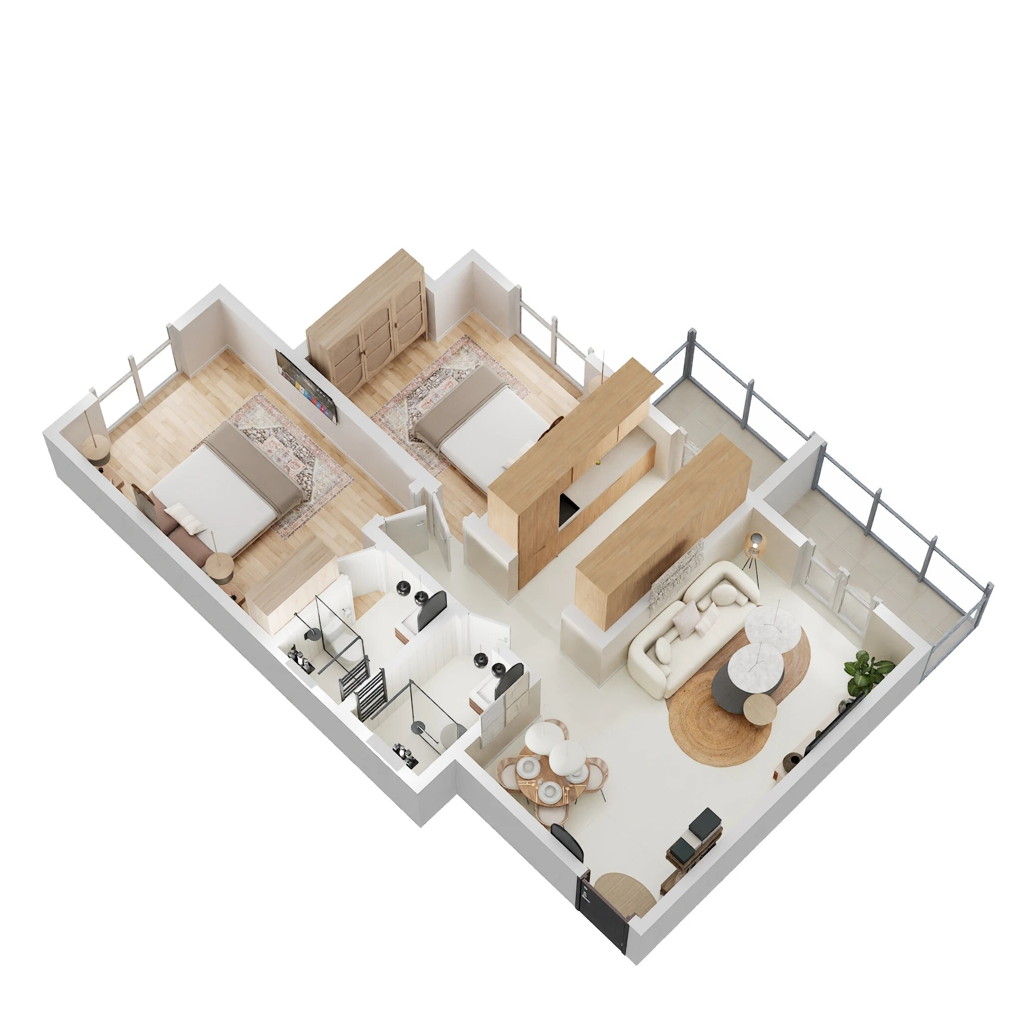 Floor plan of 2 BHK 725 Sq. Ft. Apartment in Leena Oasis, Thane