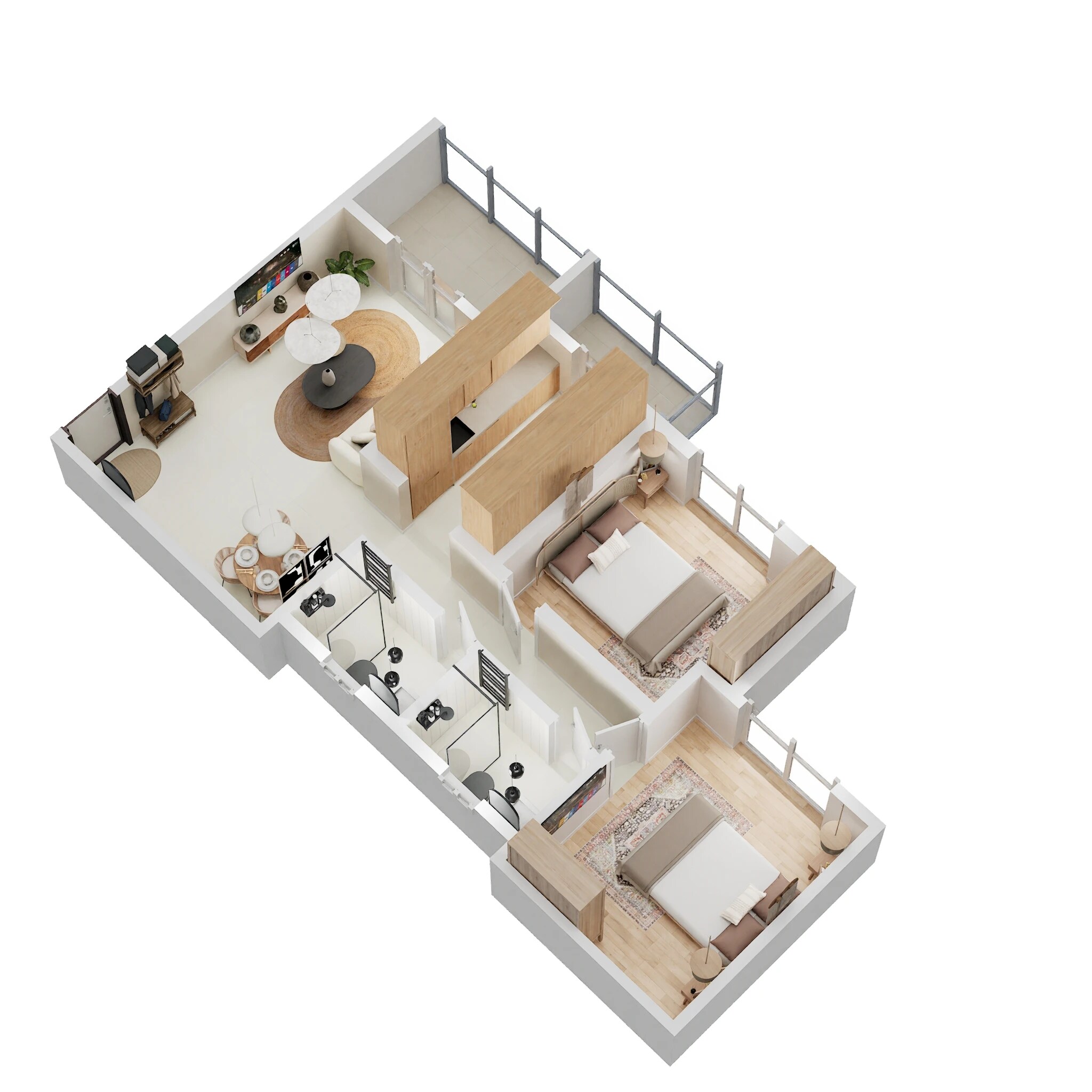 Floor plan of 2 BHK 751 Sq. Ft. Apartment in Leena Oasis, Thane
