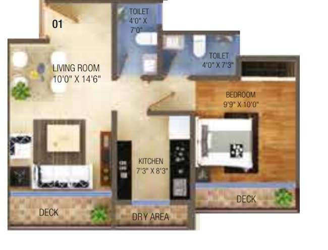 1 BHK 420 Sq. Ft. Apartment in LM Tower