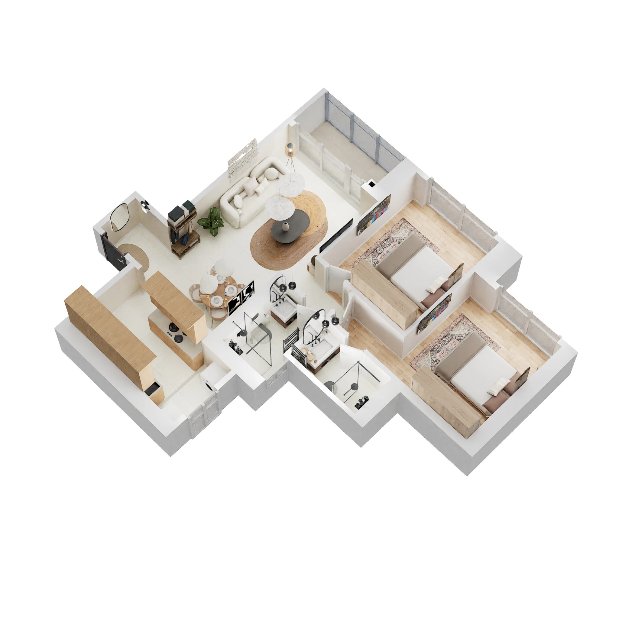 2 BHK 750 Sq. Ft. Apartment