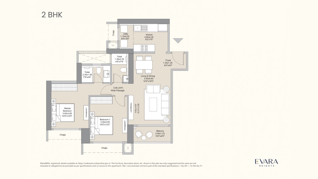 2 BHK 750 Sq. Ft. Apartment in LnT Evara Heights