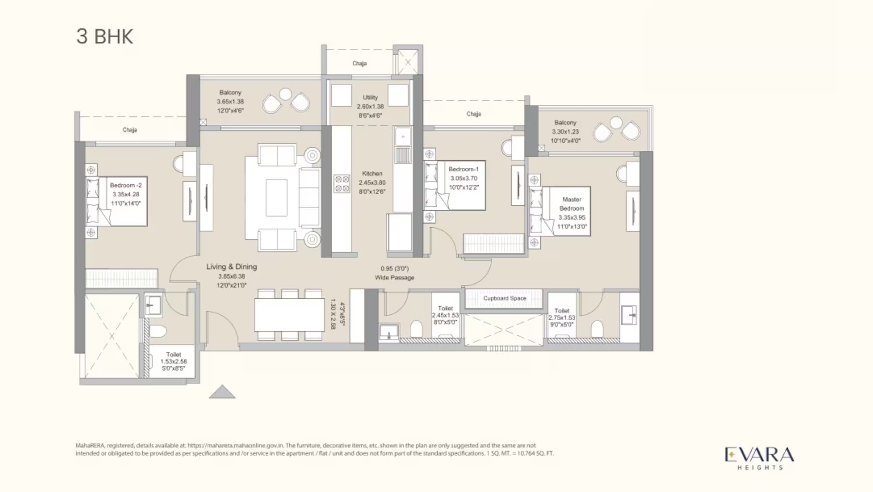  3 BHK Apartment at LnT Evara Heights, Panch Pakhadi – for Sale