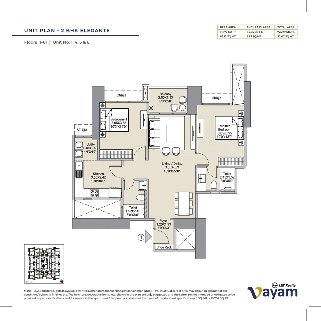 2 BHK 712 Sq. Ft. Apartment