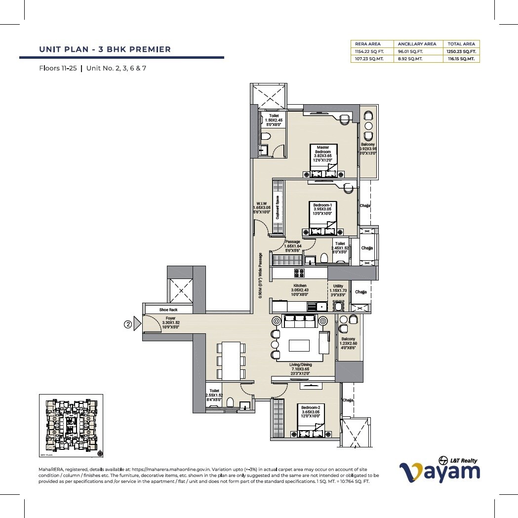 3 BHK 1154 Sq. Ft. Apartment