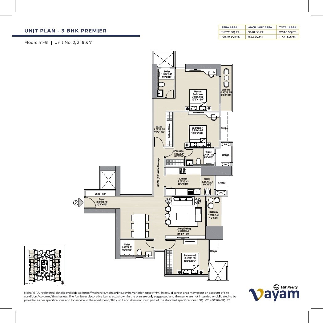 3 BHK 1168 Sq. Ft. Apartment