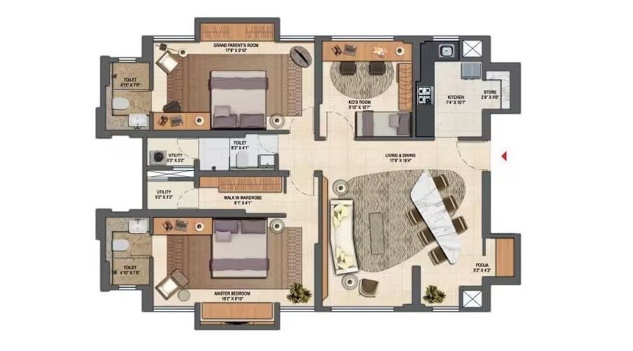 Other, lodha-amara 3 Bedroom 1169 Sq.Ft. Apartment In Kolshet Road Thane 8715177