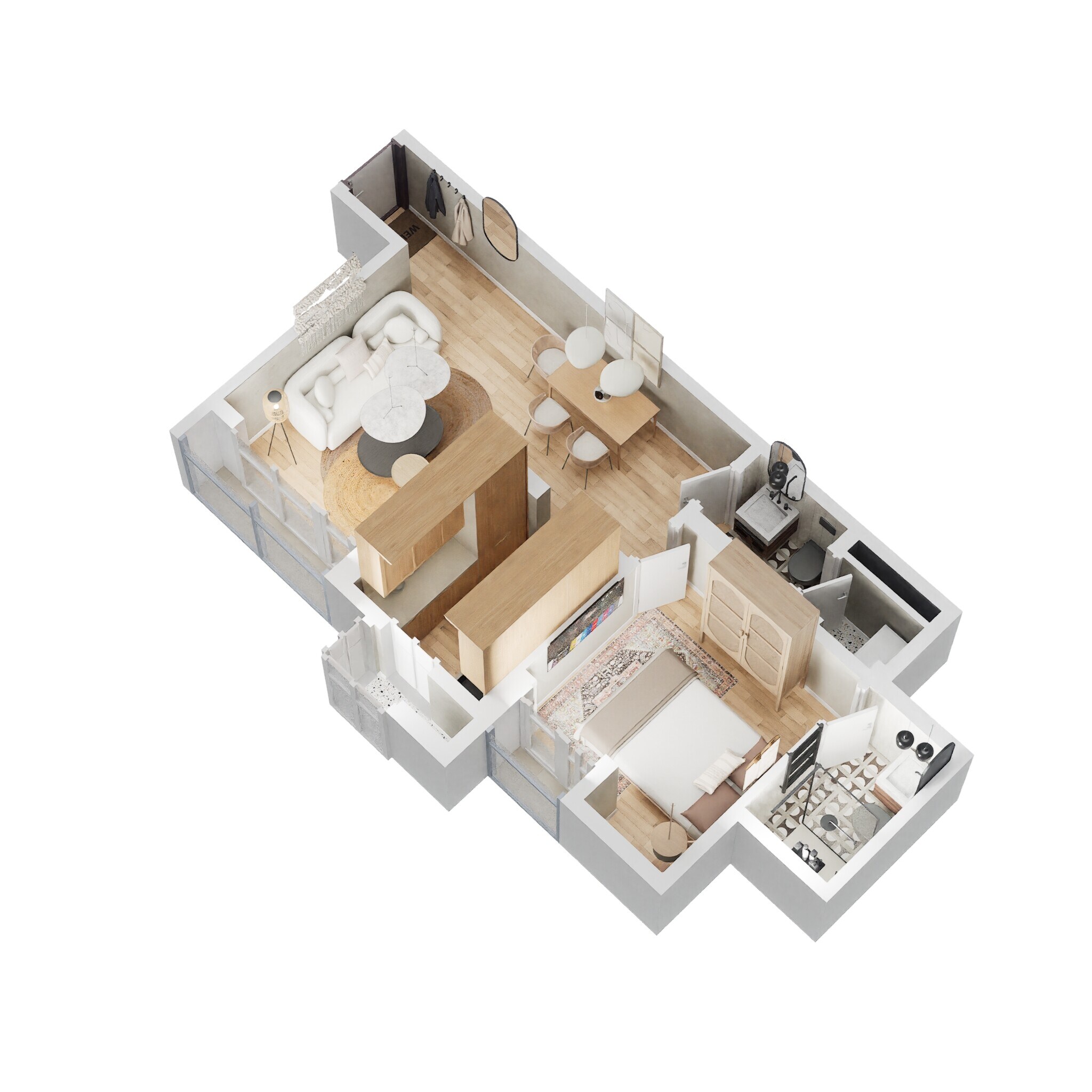 Floor plan of 1 BHK 432 Sq. Ft. Apartment in Lodha Amara New Tower, Thane