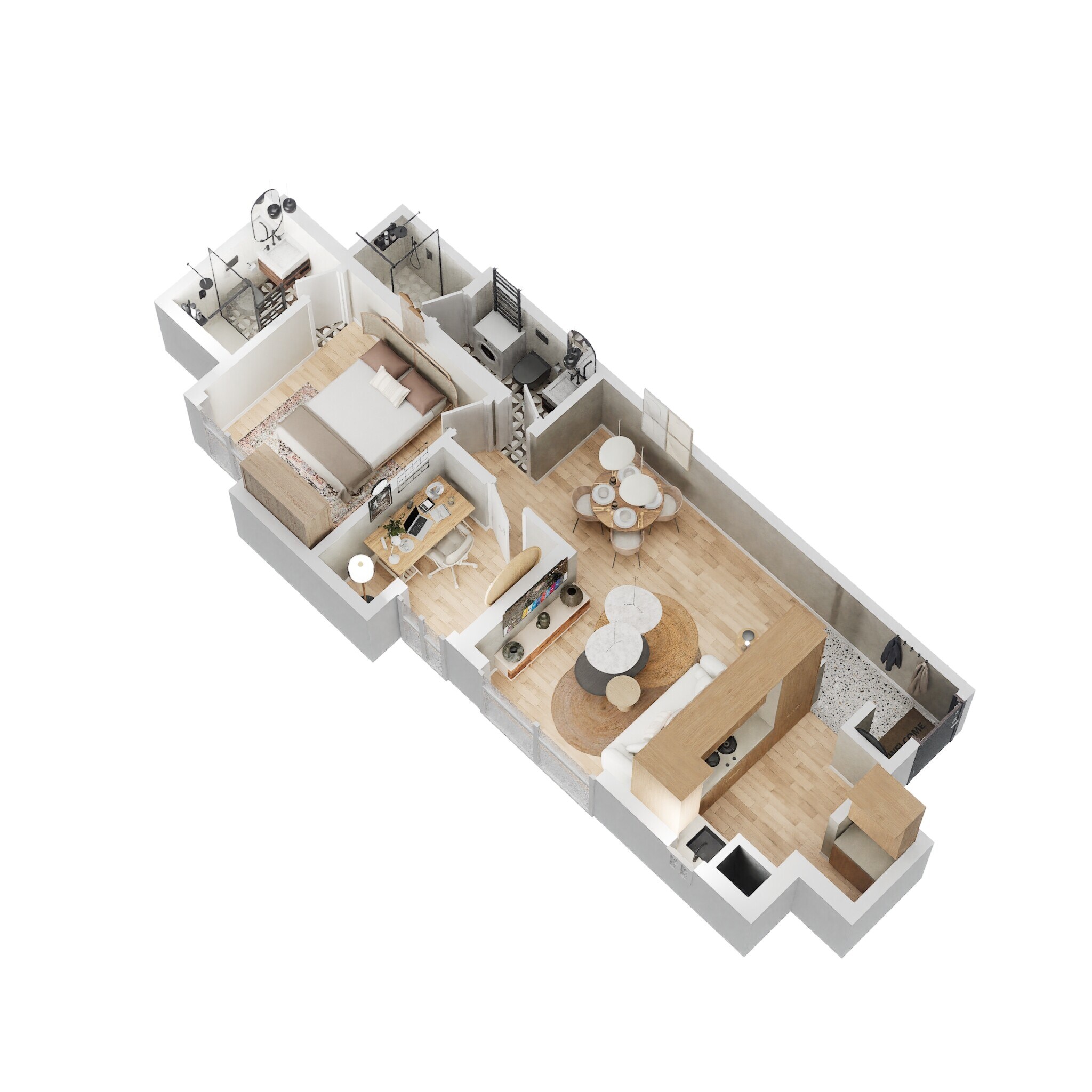 Floor plan of 2 BHK 609 Sq. Ft. Apartment in Lodha Amara New Tower, Thane