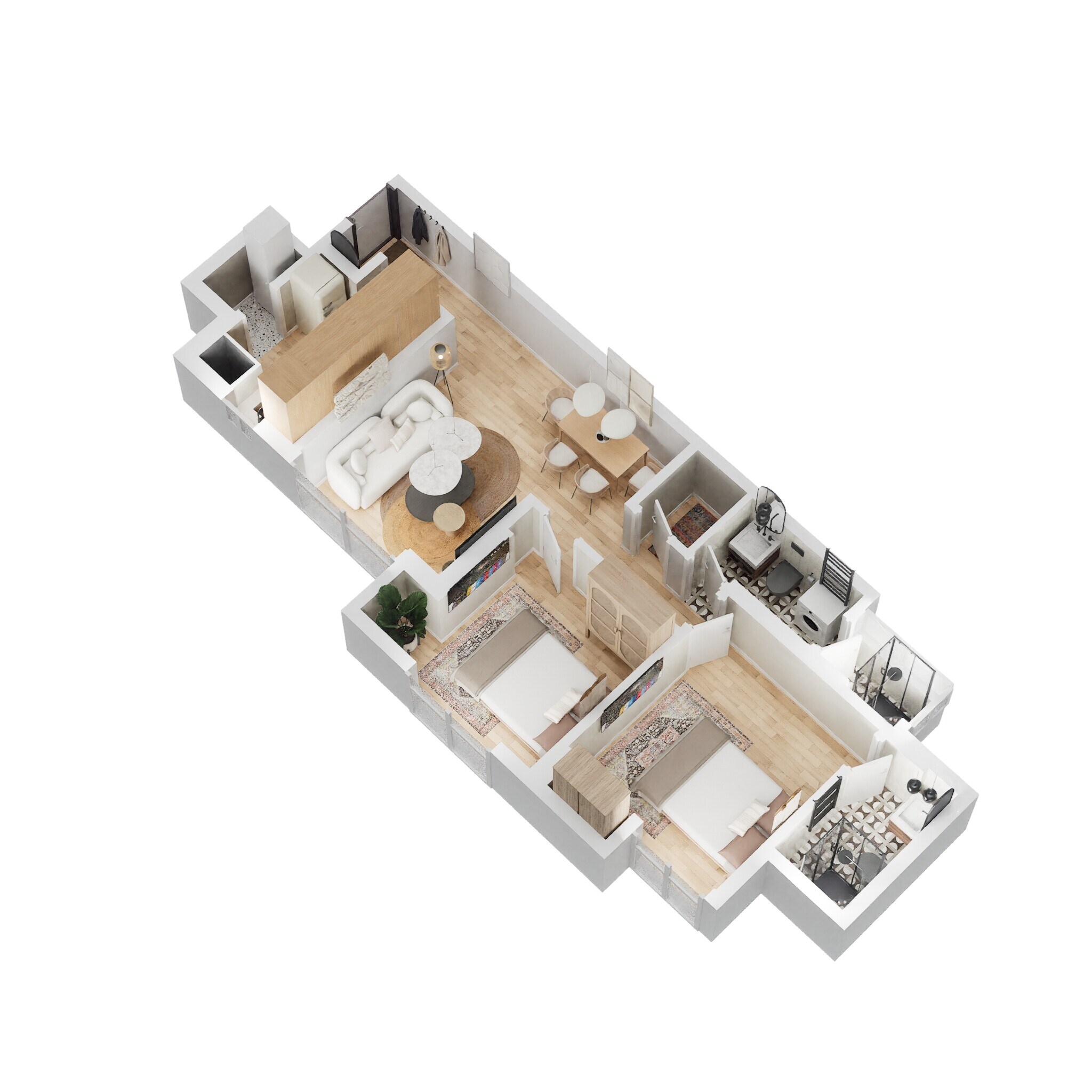 Floor plan of 2 BHK 672 Sq. Ft. Apartment in Lodha Amara New Tower, Thane