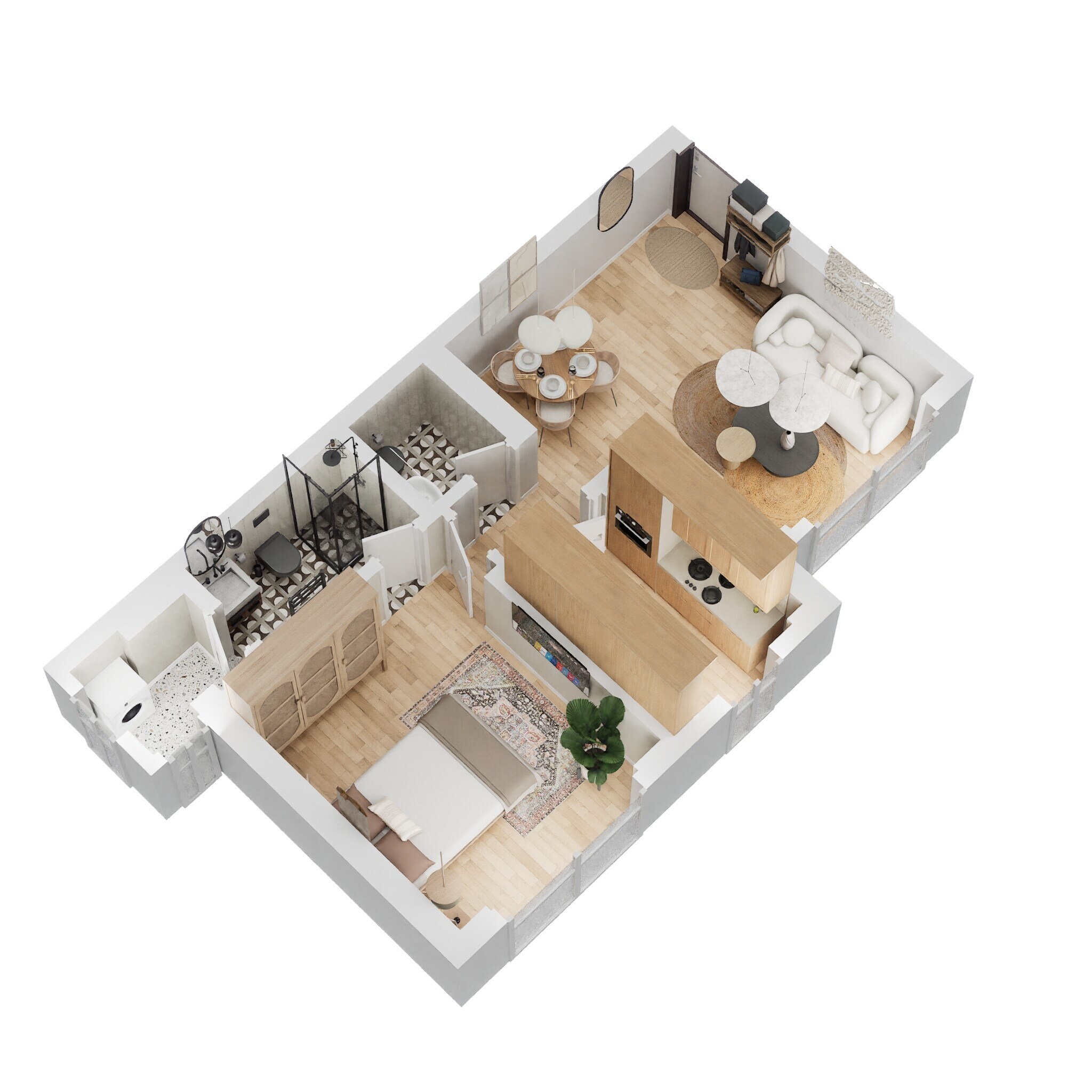 Floor plan of 1 BHK 438 Sq. Ft. Apartment in Lodha Amara Tower 23, Thane