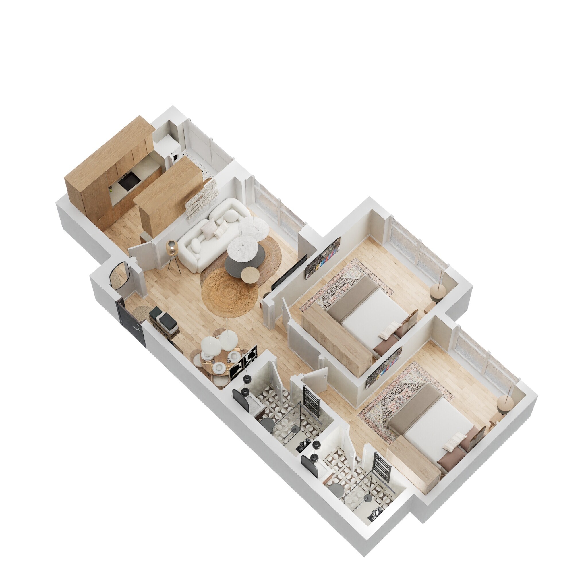 Floor plan of 2 BHK 626 Sq. Ft. Apartment in Lodha Amara Tower 23, Thane