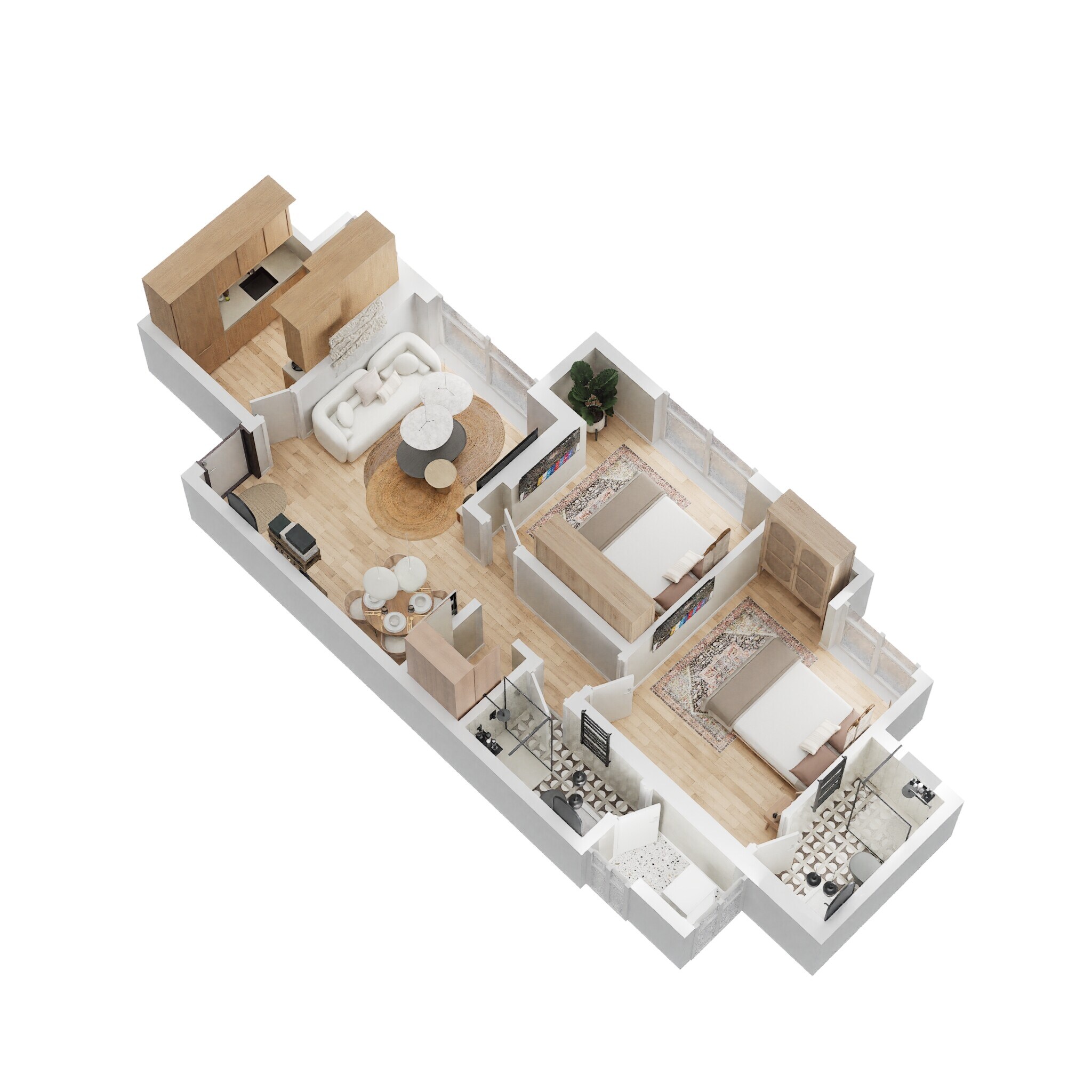 Floor plan of 2 BHK 735 Sq. Ft. Apartment in Lodha Casa Zest, Thane