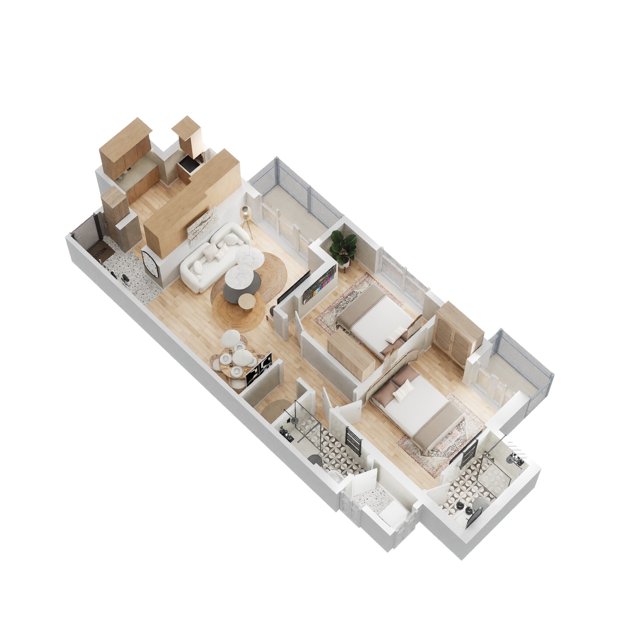 2 BHK 735 Sq. Ft. Apartment