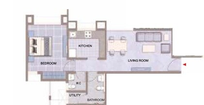 Floor plan of 2 BHK 571 Sq. Ft. Apartment in Lodha Blockbuster, Thane