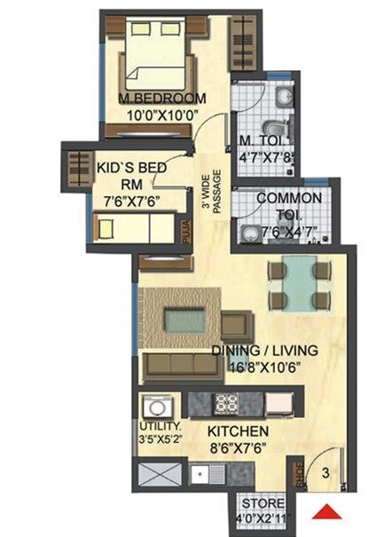Floor plan of 2 BHK 918 Sq. Ft. Apartment in Lodha Casa Bella Gold, Thane