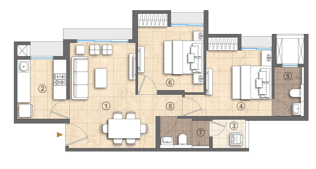 2 BHK 566 Sq. Ft. Apartment in Lodha Casa Supremo