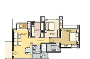 Floor plan of 2 BHK 1026 Sq. Ft. Apartment in Lodha Casa Univis, Thane
