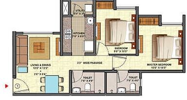 2 BHK 675 Sq. Ft. Apartment