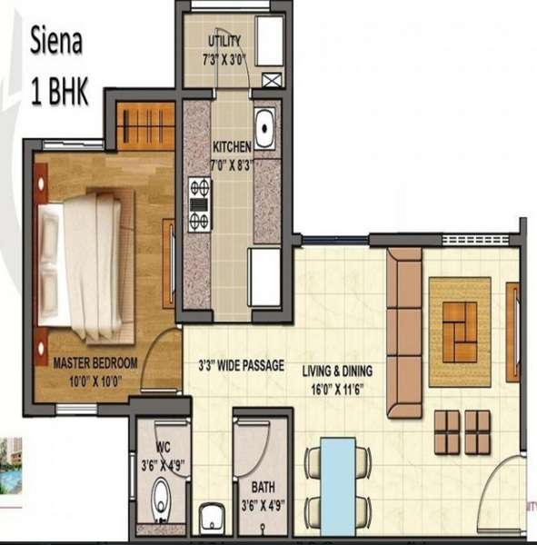 1 BHK 348 Sq. Ft. Apartment in Lodha Codename Finale