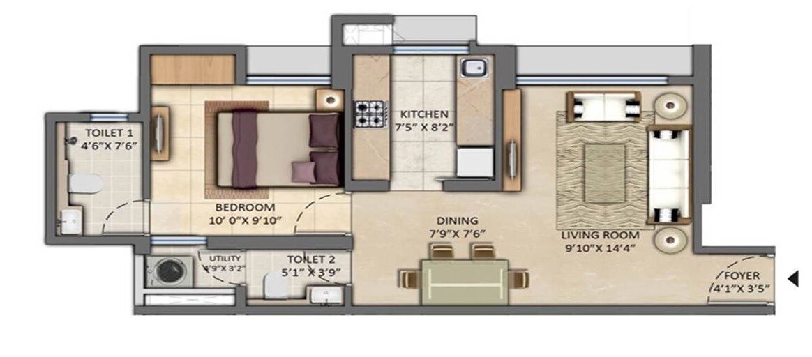 1 BHK 720 Sq. Ft. Apartment
