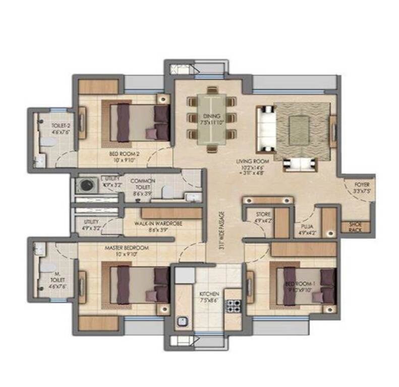 3 BHK 1440 Sq. Ft. Apartment