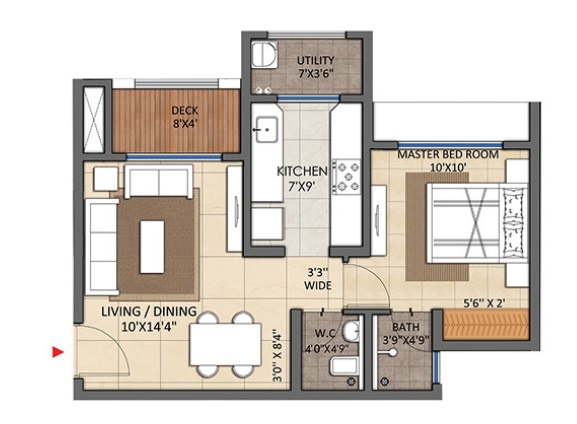 1 BHK 444 Sq. Ft. Apartment in Lodha Codename Premier