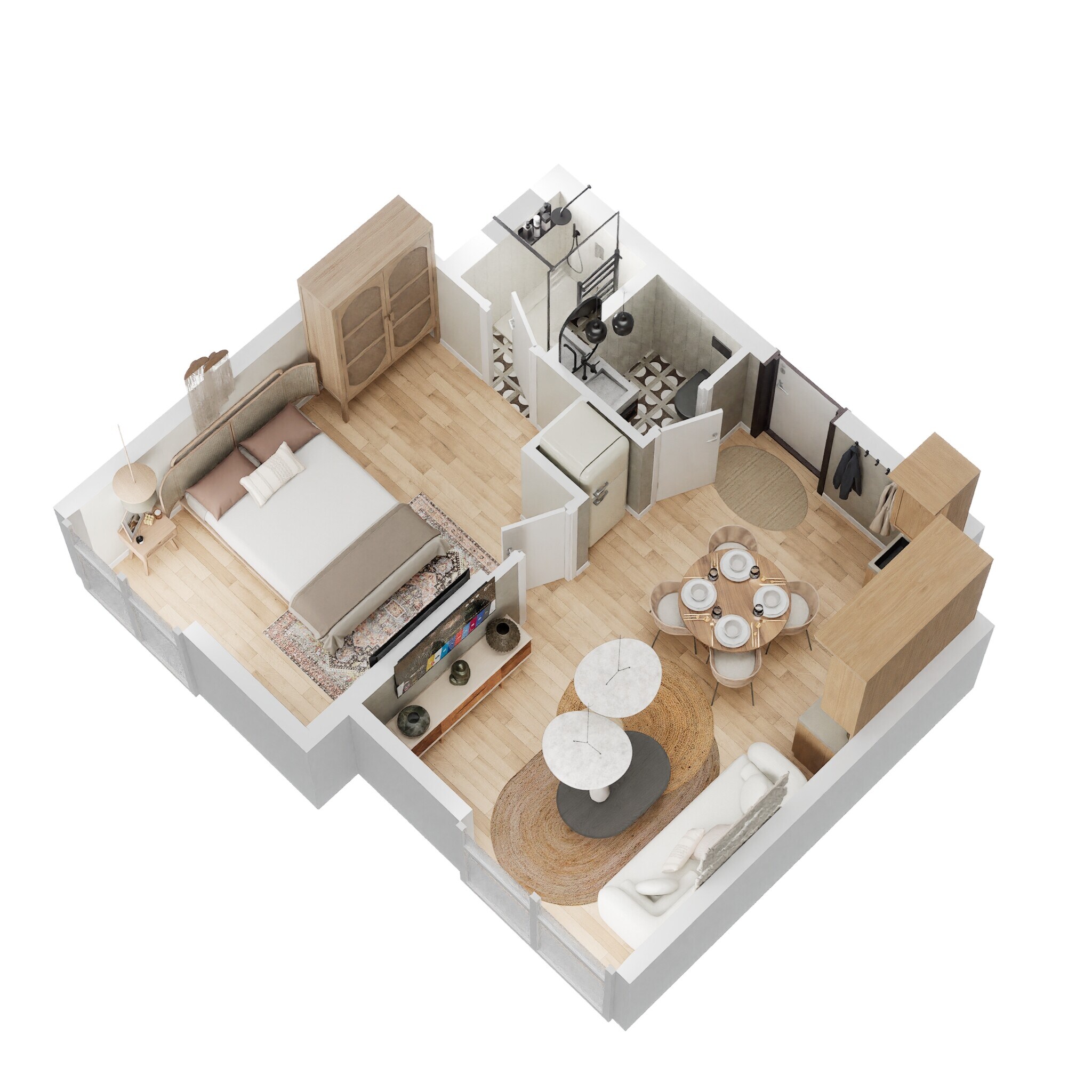 Floor plan of 1 BHK 338 Sq. Ft. Apartment in Lodha Codename Rare Gem, Thane
